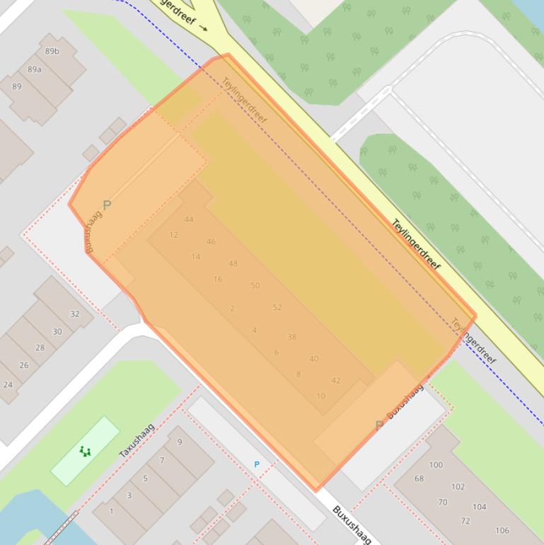 Kaart van postcodegebied 2216AD.