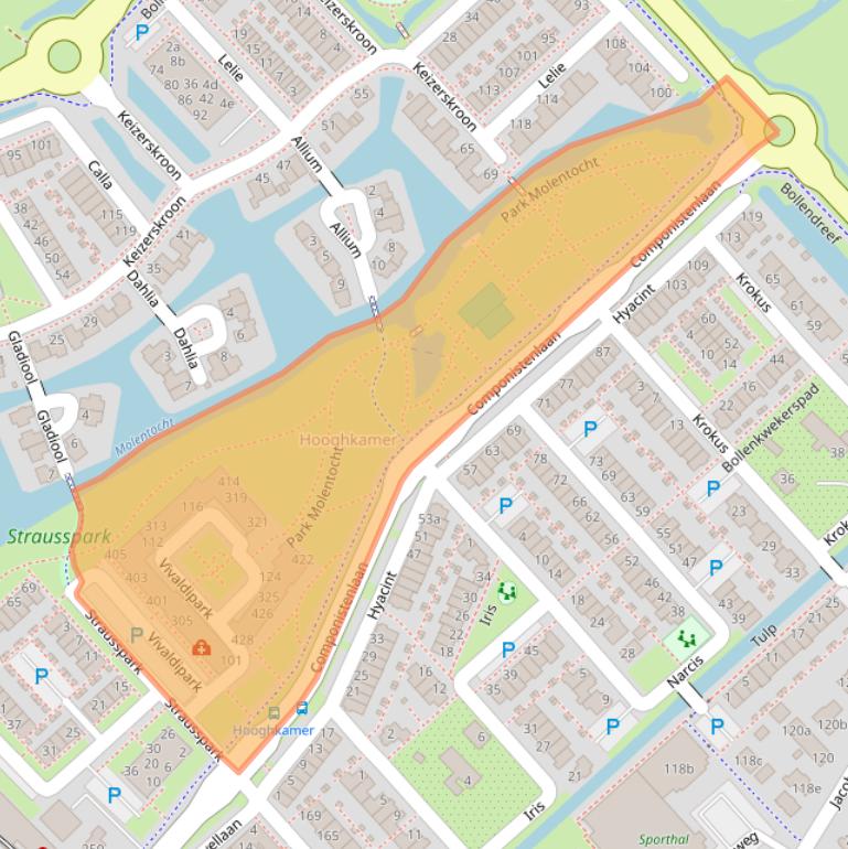 Kaart van postcodegebied 2216EA.