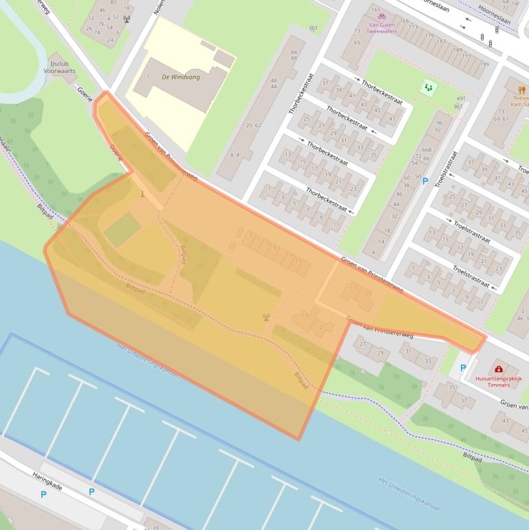 Kaart van postcodegebied 2221AA.