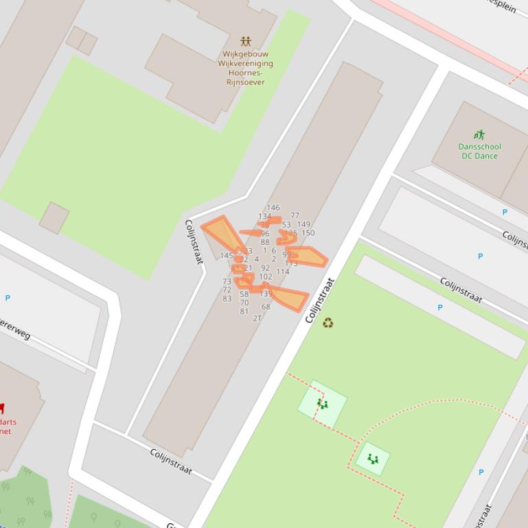 Kaart van postcodegebied 2221AE.