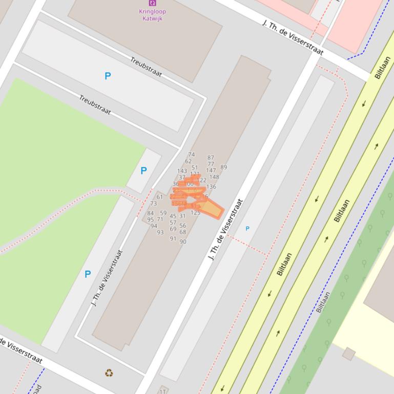 Kaart van postcodegebied 2221AT.