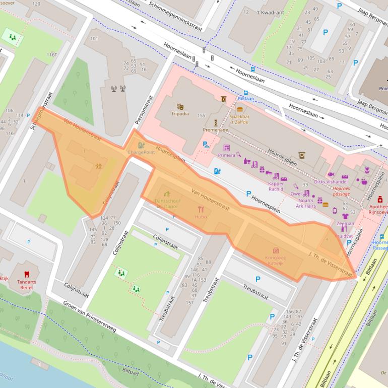 Kaart van postcodegebied 2221BB.