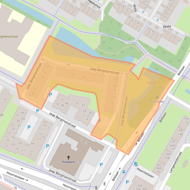 Kaart van postcodegebied 2221BP.