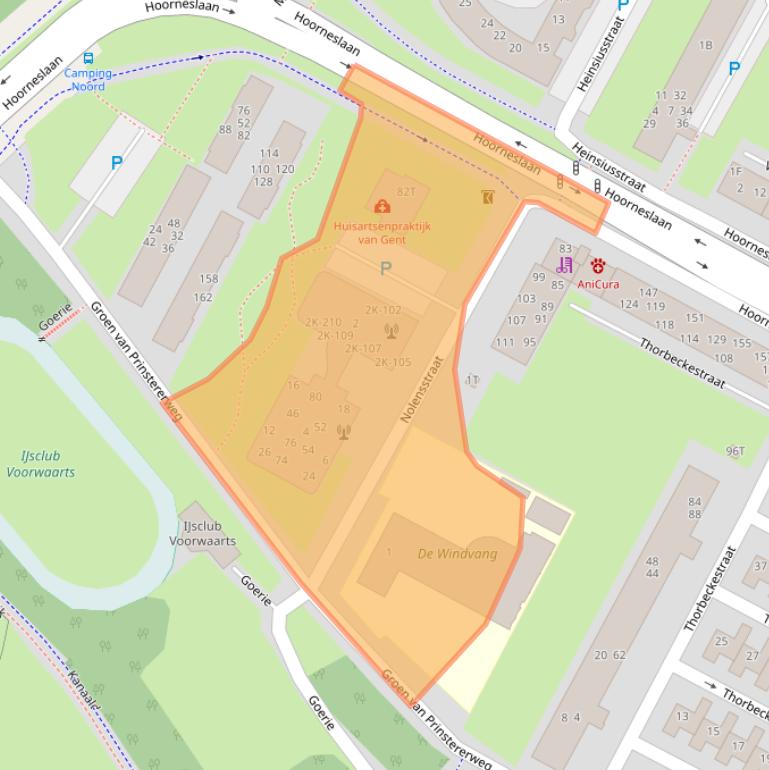 Kaart van postcodegebied 2221CE.