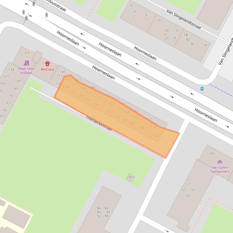 Kaart van postcodegebied 2221CL.