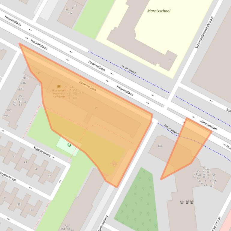 Kaart van postcodegebied 2221CR.