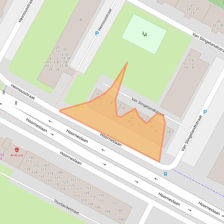 Kaart van postcodegebied 2221CW.