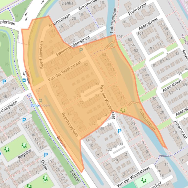 Kaart van postcodegebied 2221DA.