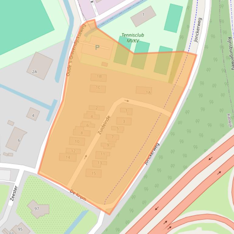Kaart van postcodegebied 2221DC.