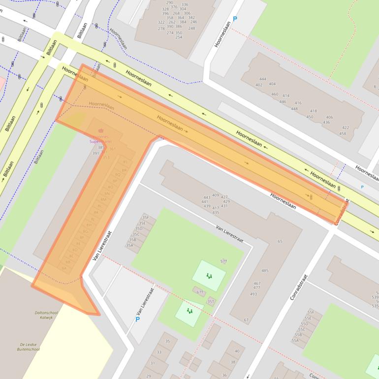 Kaart van postcodegebied 2221GA.