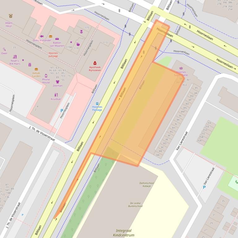 Kaart van postcodegebied 2221GB.