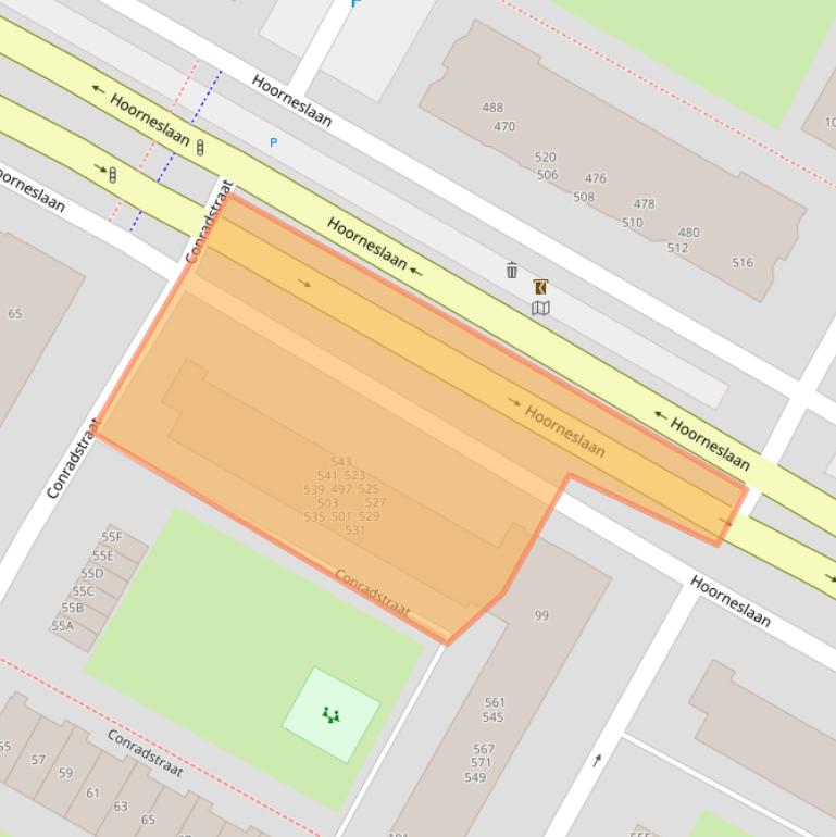 Kaart van postcodegebied 2221GE.