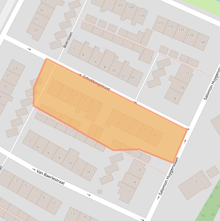 Kaart van postcodegebied 2221HE.