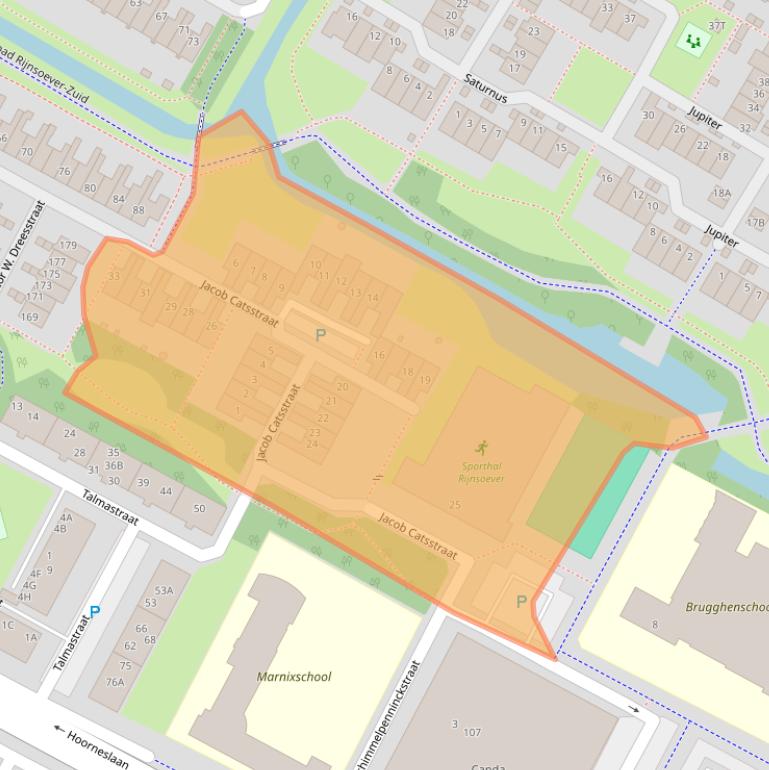 Kaart van postcodegebied 2221JA.