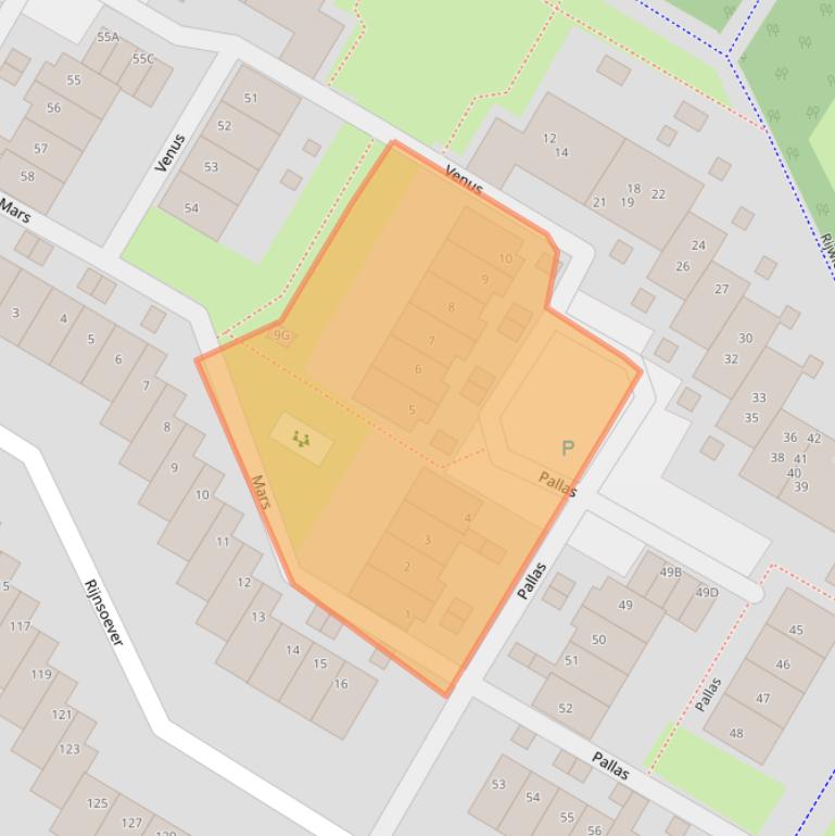 Kaart van postcodegebied 2221JK.