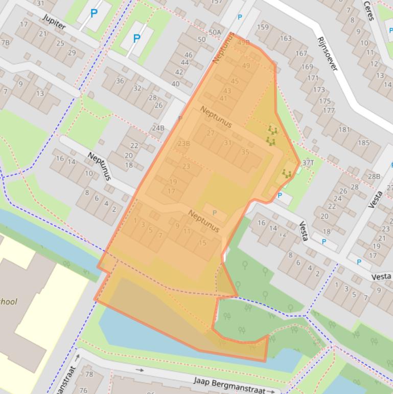 Kaart van postcodegebied 2221JS.