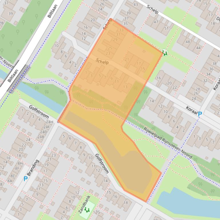 Kaart van postcodegebied 2221KA.