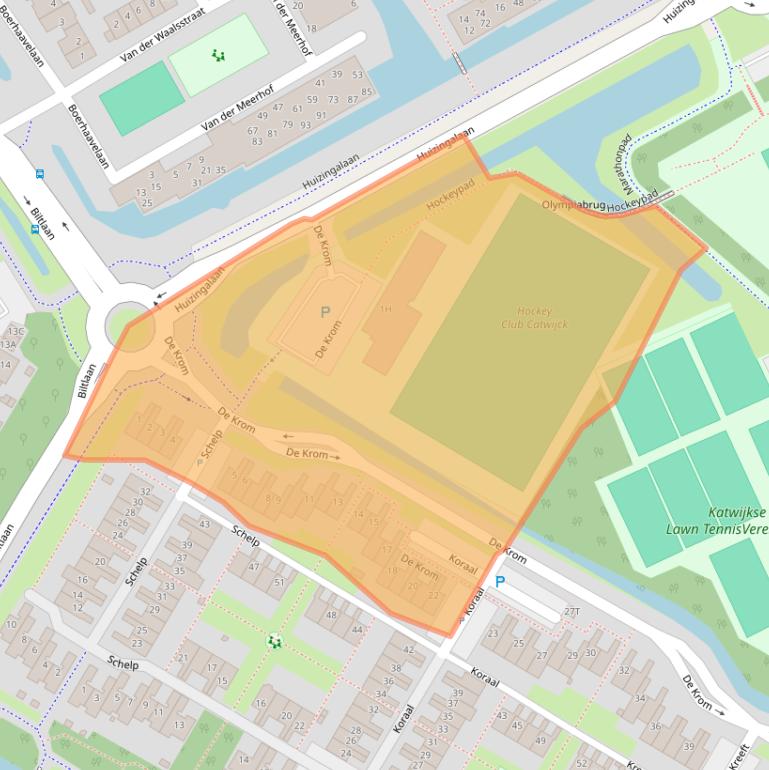 Kaart van postcodegebied 2221KJ.