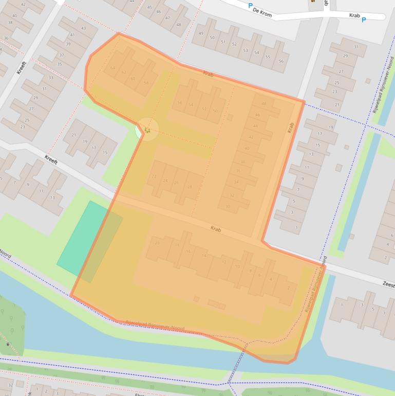Kaart van postcodegebied 2221KW.