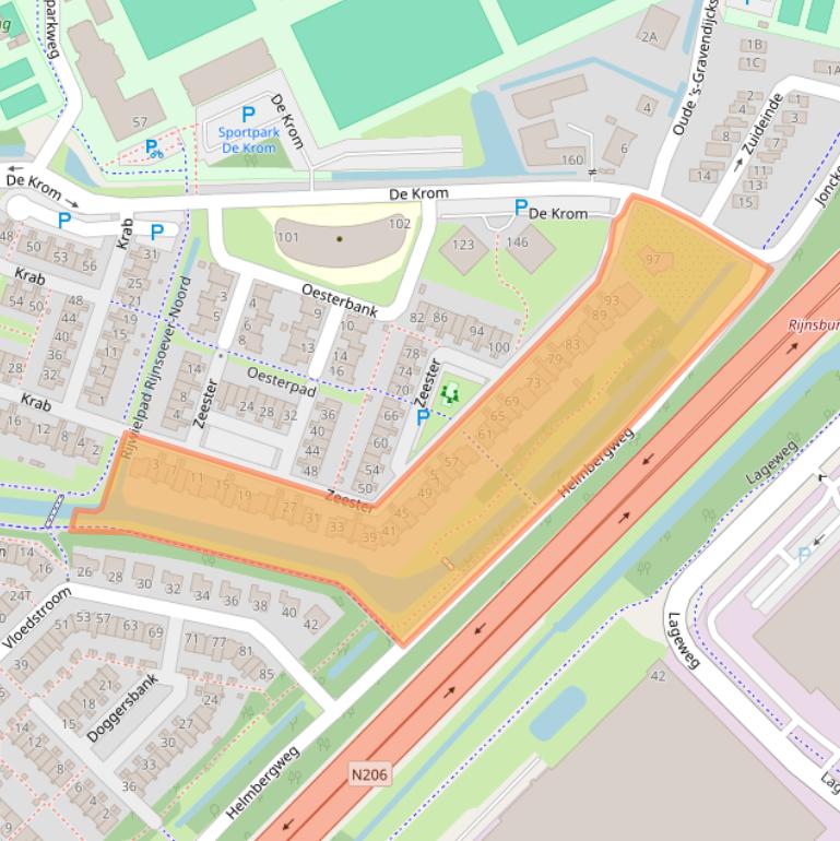 Kaart van postcodegebied 2221KX.