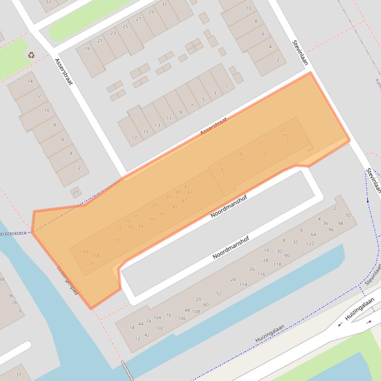 Kaart van postcodegebied 2221LD.