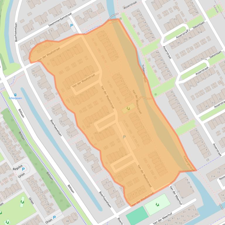 Kaart van postcodegebied 2221LE.