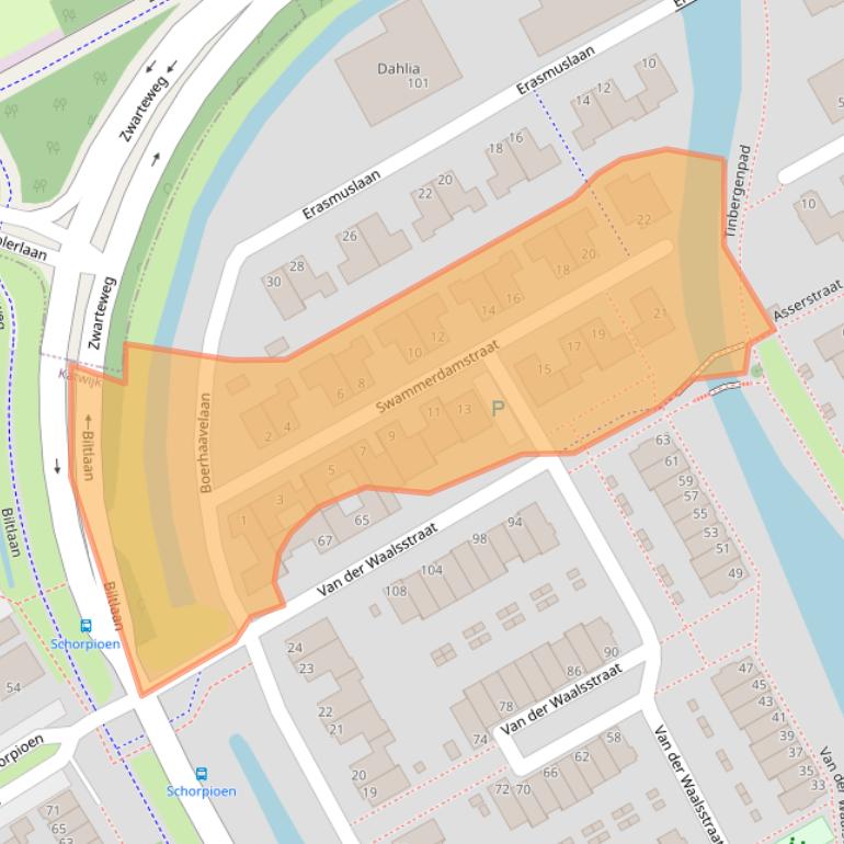 Kaart van postcodegebied 2221LM.