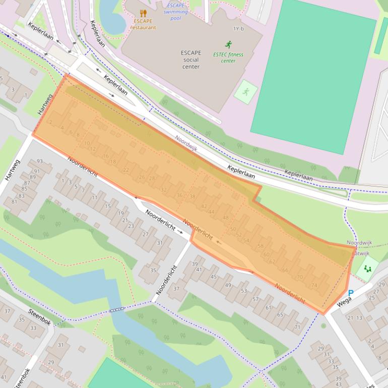 Kaart van postcodegebied 2221LW.