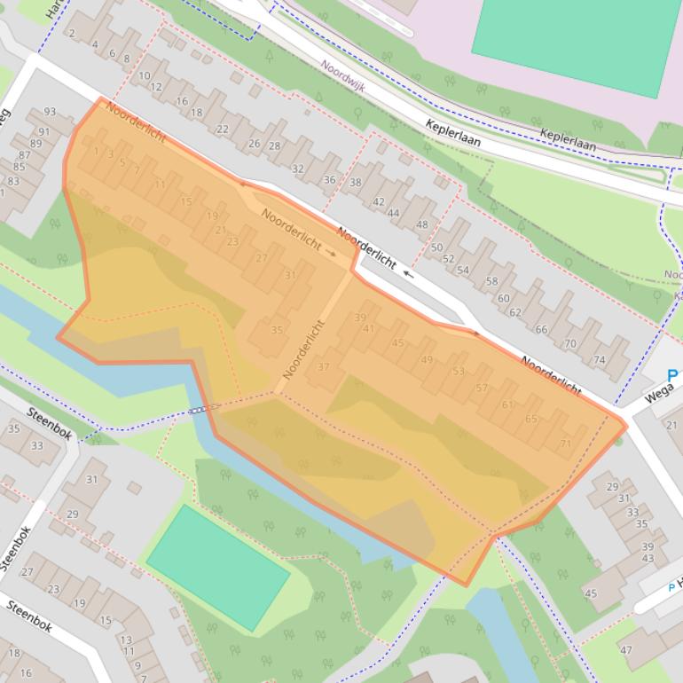 Kaart van postcodegebied 2221LX.