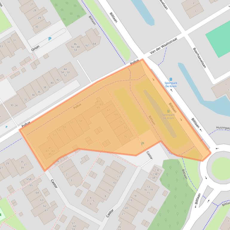 Kaart van postcodegebied 2221MJ.