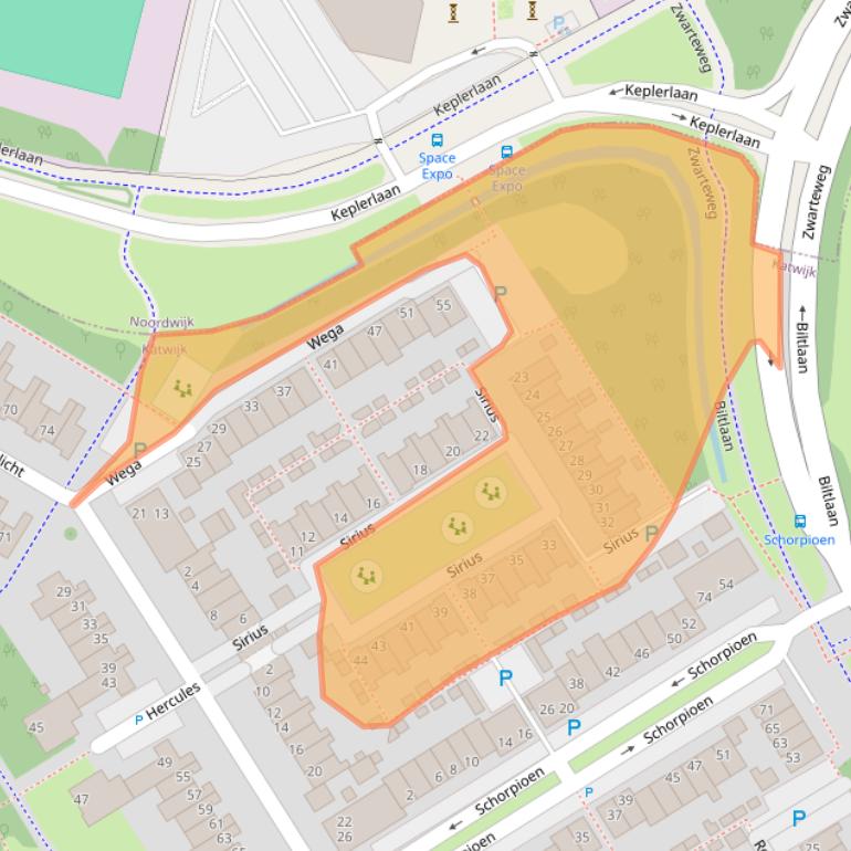 Kaart van postcodegebied 2221NB.