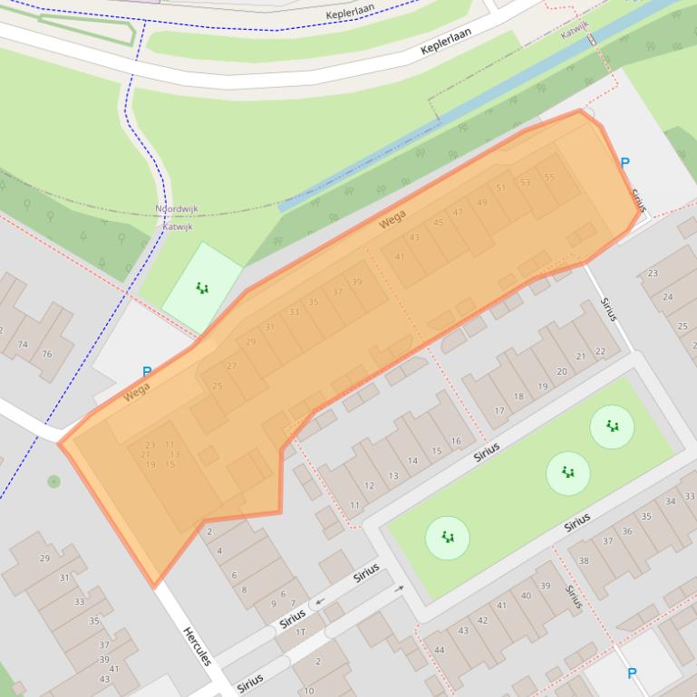 Kaart van postcodegebied 2221ND.