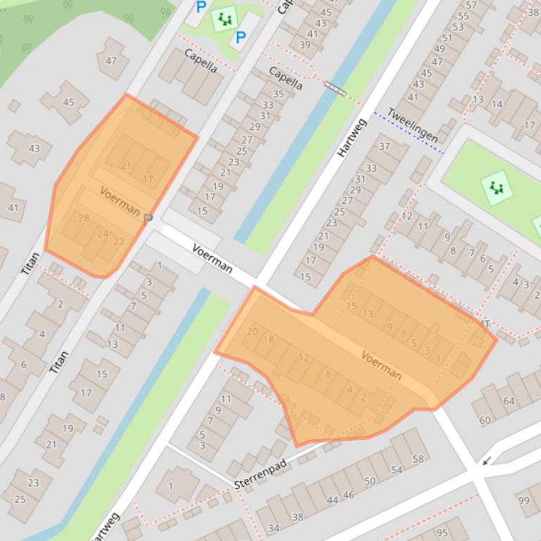 Kaart van postcodegebied 2221PT.