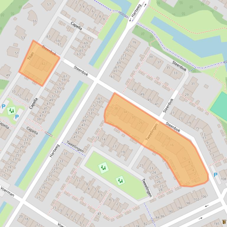 Kaart van postcodegebied 2221PZ.