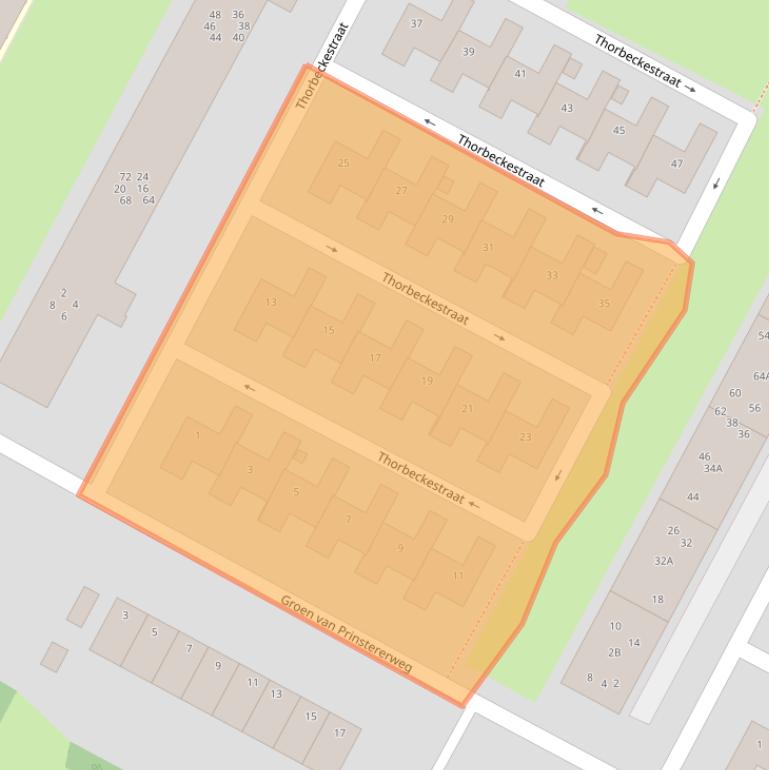 Kaart van postcodegebied 2221RA.