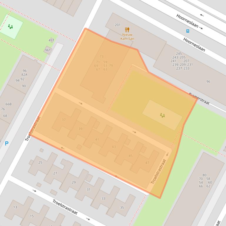 Kaart van postcodegebied 2221RJ.