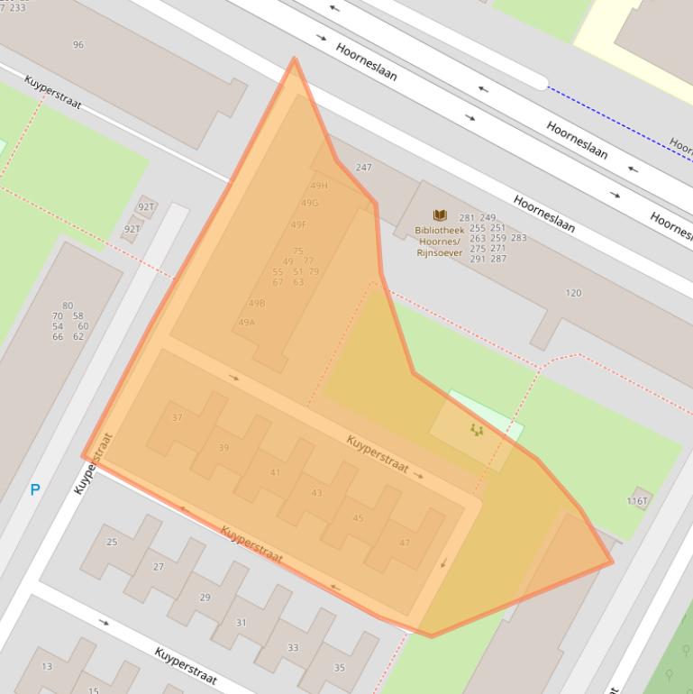 Kaart van postcodegebied 2221RN.