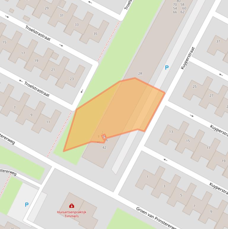 Kaart van postcodegebied 2221RP.