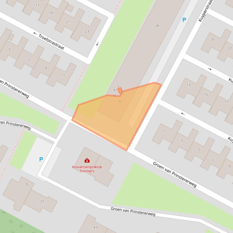 Kaart van postcodegebied 2221RS.