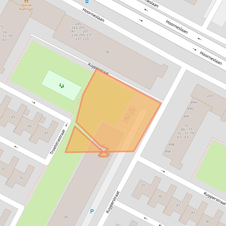 Kaart van postcodegebied 2221RT.