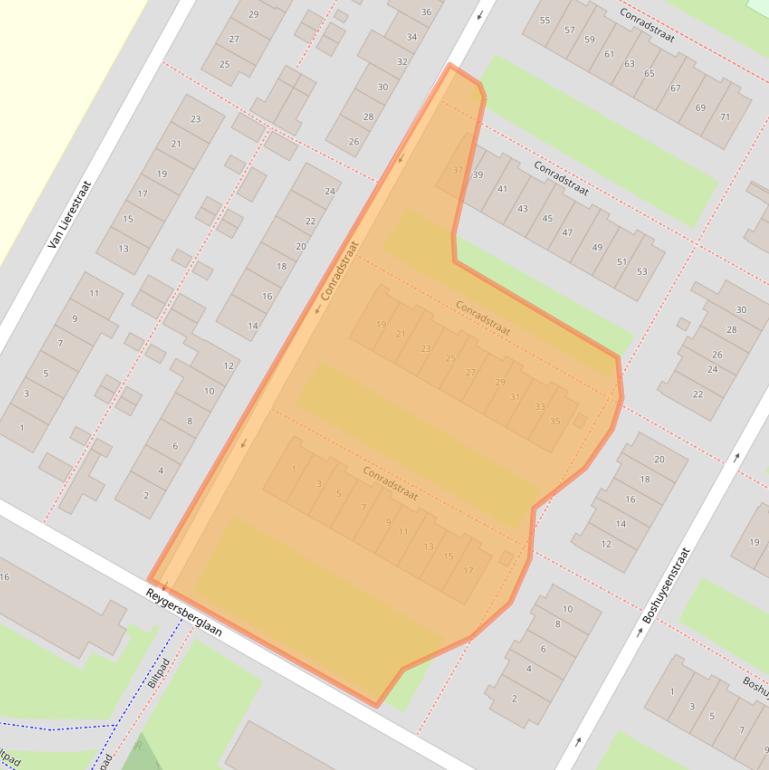 Kaart van postcodegebied 2221SE.