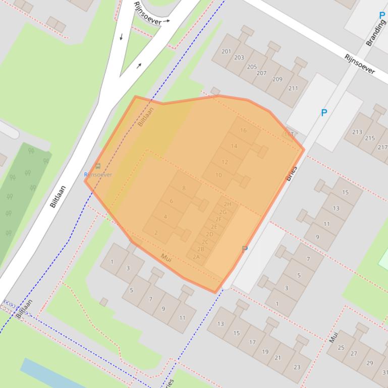 Kaart van postcodegebied 2221VB.