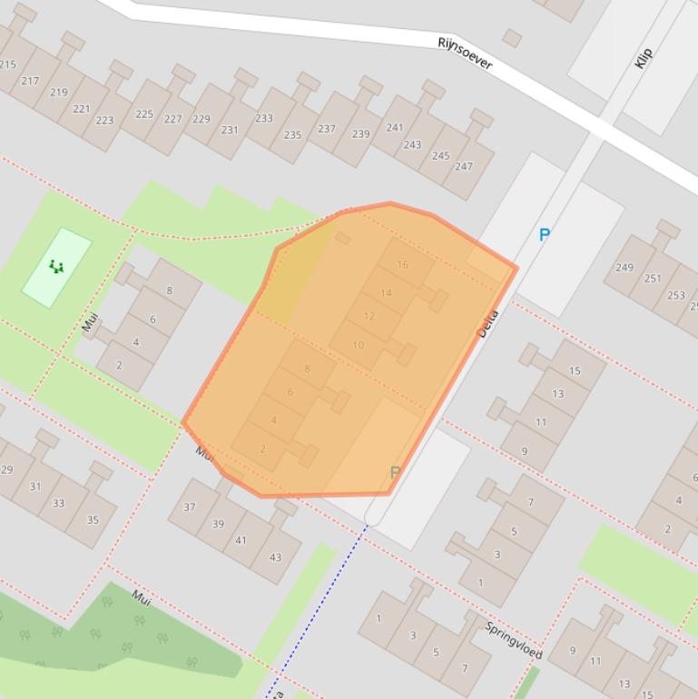 Kaart van postcodegebied 2221VH.