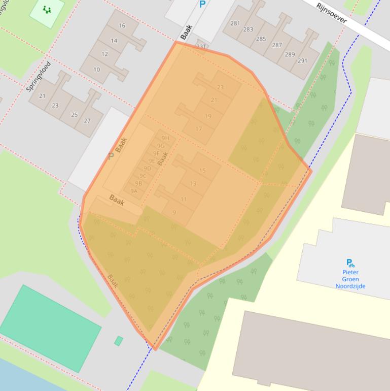 Kaart van postcodegebied 2221VM.