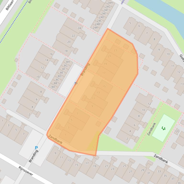 Kaart van postcodegebied 2221VW.