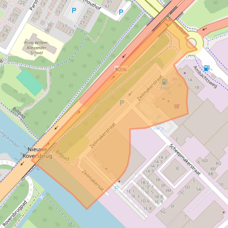 Kaart van postcodegebied 2222AA.