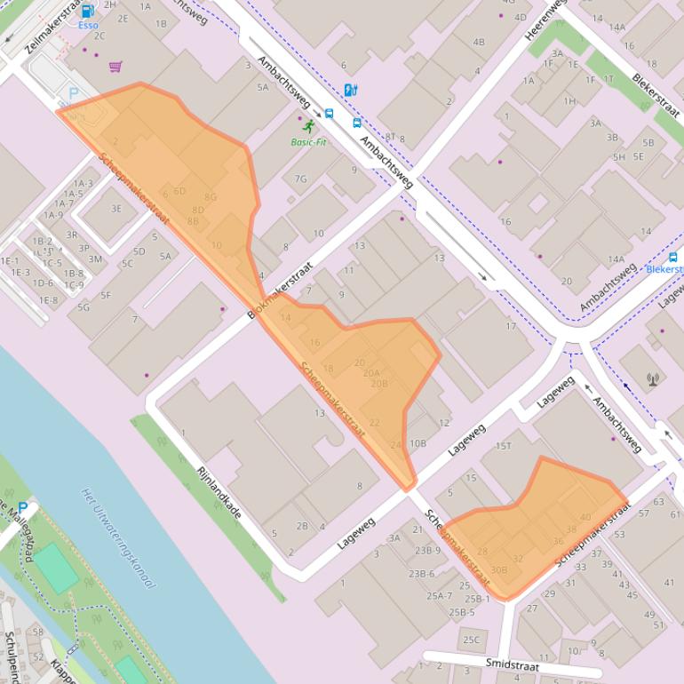 Kaart van postcodegebied 2222AC.