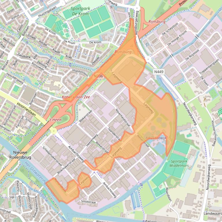 Kaart van postcodegebied 2222AG.