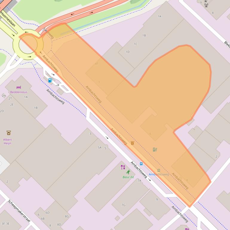 Kaart van postcodegebied 2222AK.