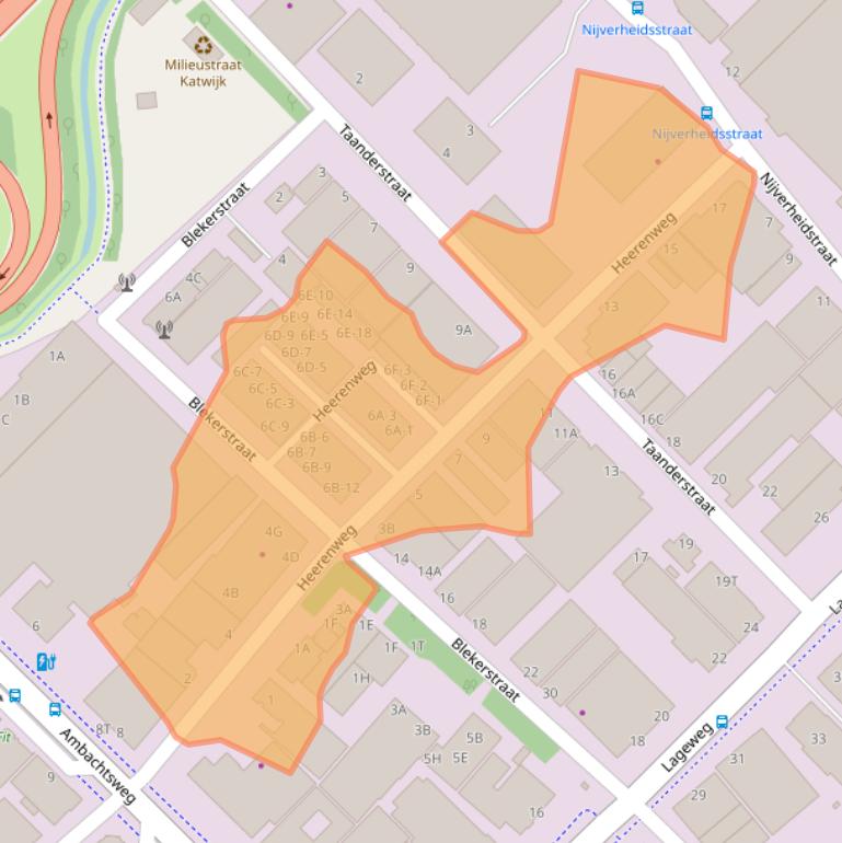 Kaart van postcodegebied 2222AM.